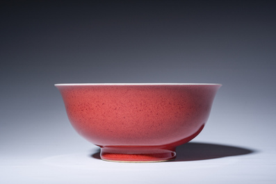 Bol en porcelaine de Chine en rouge de cuivre monochrome, 19&egrave;me si&egrave;cle