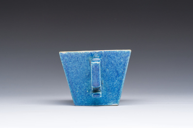 A Chinese robin's egg glazed tapering square cup, 18th C.