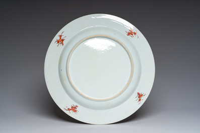 A large Chinese famille verte 'lotus' dish, Yongzheng/Qianlong