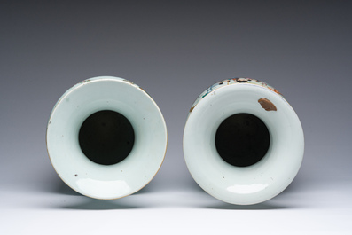 Deux vases en porcelaine de Chine famille rose, 19&egrave;me/20&egrave;me si&egrave;cle