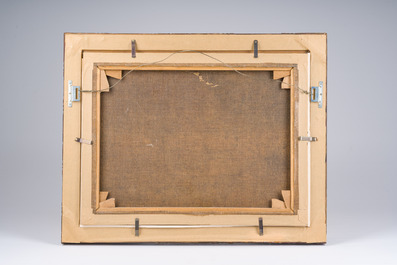 &Eacute;cole chinoise: La flotte marchande fran&ccedil;aise approchant les c&ocirc;tes de la Chine continentale ou de Hong Kong, huile sur toile, 19&egrave;me si&egrave;cle