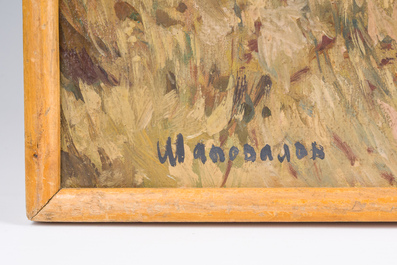 Russische school, gesigneerd Shapovalov, navolger van Arkady Alexandrovich Plastov (1893-1972): De doortocht van de fascisten, olie op doek, [1942]