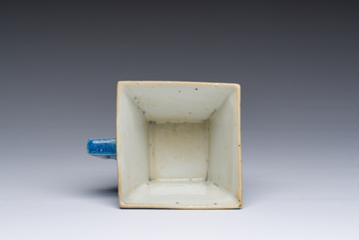 A Chinese robin's egg glazed tapering square cup, 18th C.