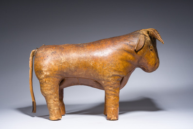 Dimitri Omersa (1927-1975): A brown leather 'bull' ottoman, third quarter 20th C.