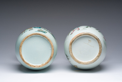 Deux vases en porcelaine de Chine famille rose, 19&egrave;me/20&egrave;me si&egrave;cle
