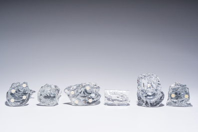 A French six-piece Baccarat crystal nativity set consisting of Mary, Joseph, Jesus and the three kings, 20th C.