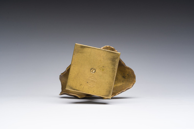 Alexandre Falgui&egrave;re (1831-1900): Buste de Diane, bronze dor&eacute; sur socle en marbre, marque de fonderie 'Thiebaut Fr&egrave;res Paris'