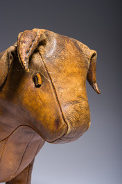 Dimitri Omersa (1927-1975): A brown leather 'bull' ottoman, third quarter 20th C.