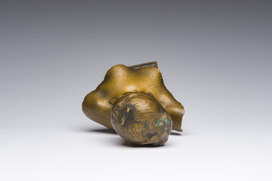 Alexandre Falgui&egrave;re (1831-1900): Buste de Diane, bronze dor&eacute; sur socle en marbre, marque de fonderie 'Thiebaut Fr&egrave;res Paris'