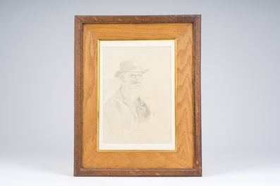 Emile Claus (1849-1924): Portrait of an older man with a beard, pencil on paper