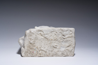 P. Simoens (19&egrave;me/20&egrave;me si&egrave;cle), suiveur de Francesco di Simone Ferrucci (1437-1493): Portrait de Barbara Manfredi en relief, marbre blanc de Carrare