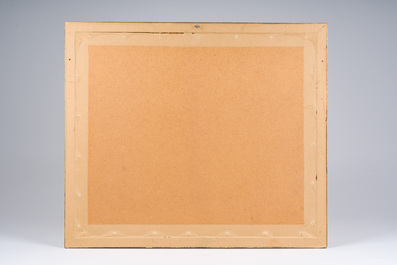 Georges Dheedene (1909-1973): Beach view, oil on panel and De Kat (20th C.): Summer fun, oil on canvas