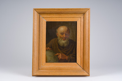 Flemish school: Democritus, oil on canvas, 18th C.