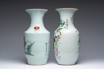 Deux vases en porcelaine de Chine famille rose, 19&egrave;me/20&egrave;me si&egrave;cle