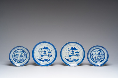 A varied collection of Chinese blue, white and Canton famille rose porcelain, 18th/20th C.