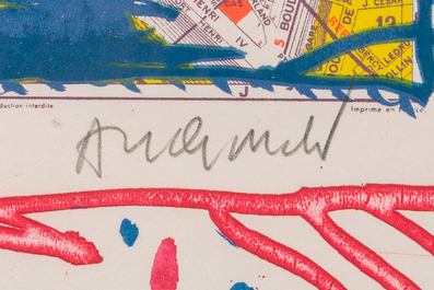 Pierre Alechinsky (1927): 'Dame Taride', ets en lithografie, ed. 17/99, (1990)