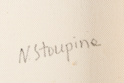 Nina Stoupina (1955): 'Begin van einde van het winter', gemengde techniek op doek, gedateerd 2009