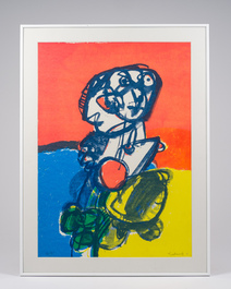 Jan Cobbaert (1909-1995): &Agrave; la plage, lithographie en couleurs, &eacute;d. 36/75