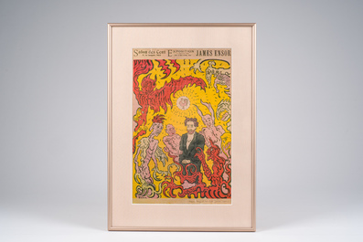 James Ensor (1860-1949): 'Duivels die mij sarren', affiche voor de tentoonstelling bij Salon des Cent in Parijs, kleurenlithografie, [gedateerd 1898]
