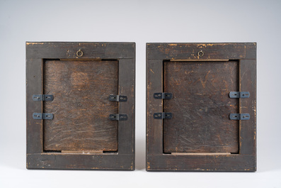 Otto Marseus Van Schrieck (1619-1678): Een paar bosstillevens met vlinders en insecten, olie op paneel