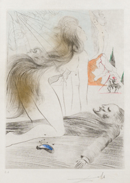 Salvador Dali (1904-1989): 'Femme &agrave; genoux', ets opgehoogd met aquarel, ed. E.A., [1969]