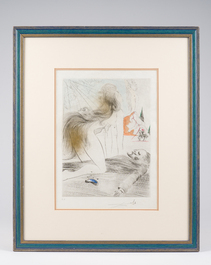 Salvador Dali (1904-1989): 'Femme &agrave; genoux', ets opgehoogd met aquarel, ed. E.A., [1969]