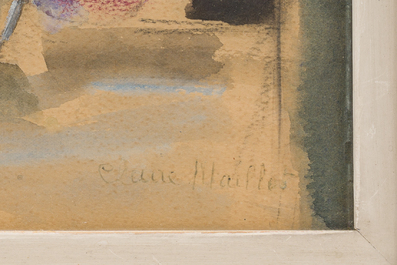 Claire Maillot (20&egrave;me si&egrave;cle): La fen&ecirc;tre ouverte, techniques mixtes sur papier