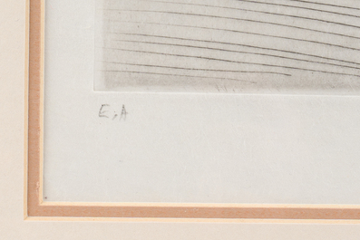 Salvador Dali (1904-1989): 'Femme &agrave; genoux', ets opgehoogd met aquarel, ed. E.A., [1969]