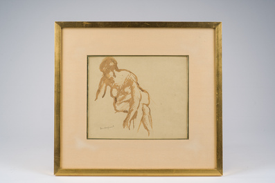 Maurice Dupuis (1882-1959): Dame nue assise, aquarelle sur papier