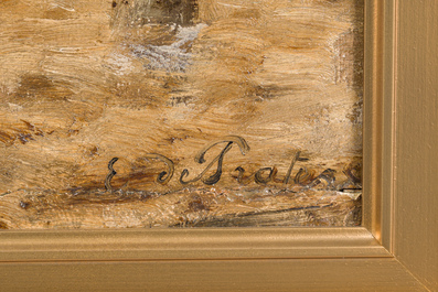 Edmond De Pratere (1826-1888): &Acirc;ne sur la plage, huile sur panneau