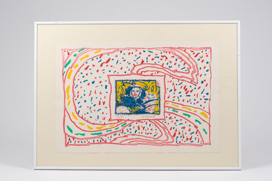 Pierre Alechinsky (1927): 'Dame Taride', ets en lithografie, ed. 17/99, (1990)