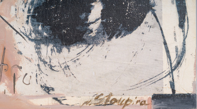 Nina Stoupina (1955): 'Gedeeltelijk verduistering', gemengde techniek op doek, gedateerd 2009