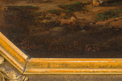 Elena Vanzetti (19&egrave;me si&egrave;cle): Un soir d'&eacute;t&eacute; dans le golfe de Naples, huile sur toile, dat&eacute; juin (18)66.