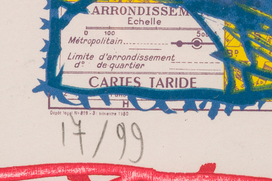 Pierre Alechinsky (1927): 'Dame Taride', ets en lithografie, ed. 17/99, (1990)
