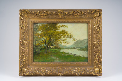 Paul Hermanus (1859-1911): Paysage fluvial, huile sur panneau