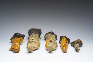 Collection vari&eacute;e de sculptures en pierre &agrave; savon, Chine, 19&egrave;me/20&egrave;me si&egrave;cle