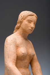 Antoine Vriens (1902-1987): Dame nue assise, terre cuite, dat&eacute; (19)66