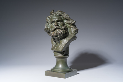 Fran&ccedil;ois Rude (1784-1855): T&ecirc;te de Gaulois, bronze &agrave; patine verte, 20&egrave;me si&egrave;cle