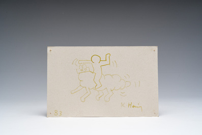 Keith Haring (1958-1990): Zonder titel, stift op karton, gedateerd (19)83