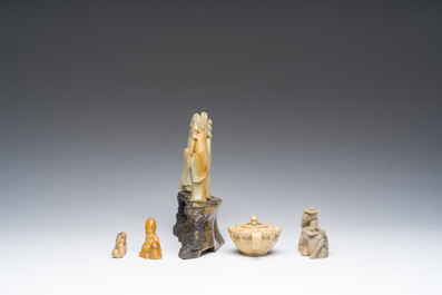 Collection vari&eacute;e de sculptures en pierre &agrave; savon, Chine, 19&egrave;me/20&egrave;me si&egrave;cle