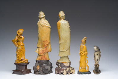 Collection vari&eacute;e de sculptures en pierre &agrave; savon, Chine, 19&egrave;me/20&egrave;me si&egrave;cle