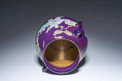 A Chinese flamb&eacute; glazed 'hu' vase with figurative design, 20th C.