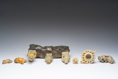 Collection vari&eacute;e de sculptures en pierre &agrave; savon, Chine, 19&egrave;me/20&egrave;me si&egrave;cle
