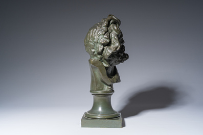 Fran&ccedil;ois Rude (1784-1855): T&ecirc;te de Gaulois, bronze &agrave; patine verte, 20&egrave;me si&egrave;cle