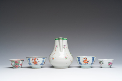 A varied collection of Chinese famille rose and Imari style porcelain, Kangxi/Qianlong