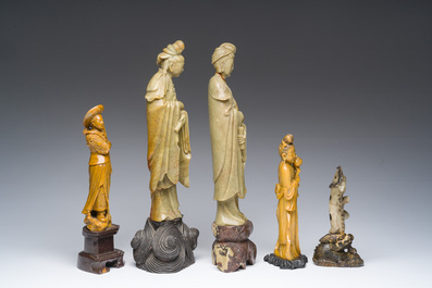 Collection vari&eacute;e de sculptures en pierre &agrave; savon, Chine, 19&egrave;me/20&egrave;me si&egrave;cle