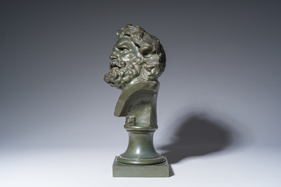 Fran&ccedil;ois Rude (1784-1855): T&ecirc;te de Gaulois, bronze &agrave; patine verte, 20&egrave;me si&egrave;cle
