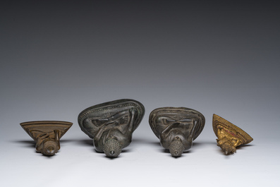 Quatre sculptures de Bouddha en bronze partiellement dor&eacute;, Tha&iuml;lande et Cambodge, 19&egrave;me/20&egrave;me si&egrave;cle