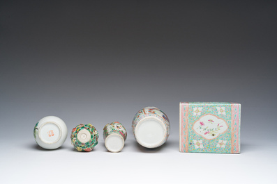 Collection vari&eacute;e en porcelaine de Chine famille rose, verte et qianjiang cai, 19&egrave;me/20&egrave;me si&egrave;cle