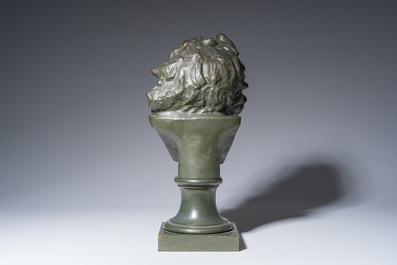Fran&ccedil;ois Rude (1784-1855): T&ecirc;te de Gaulois, bronze &agrave; patine verte, 20&egrave;me si&egrave;cle